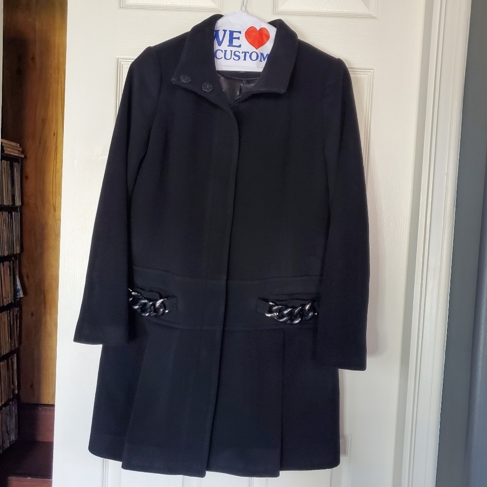 George Simonton Fine Australian Lambswool Coat Jacket‎ Full Zip Pleated Size 6